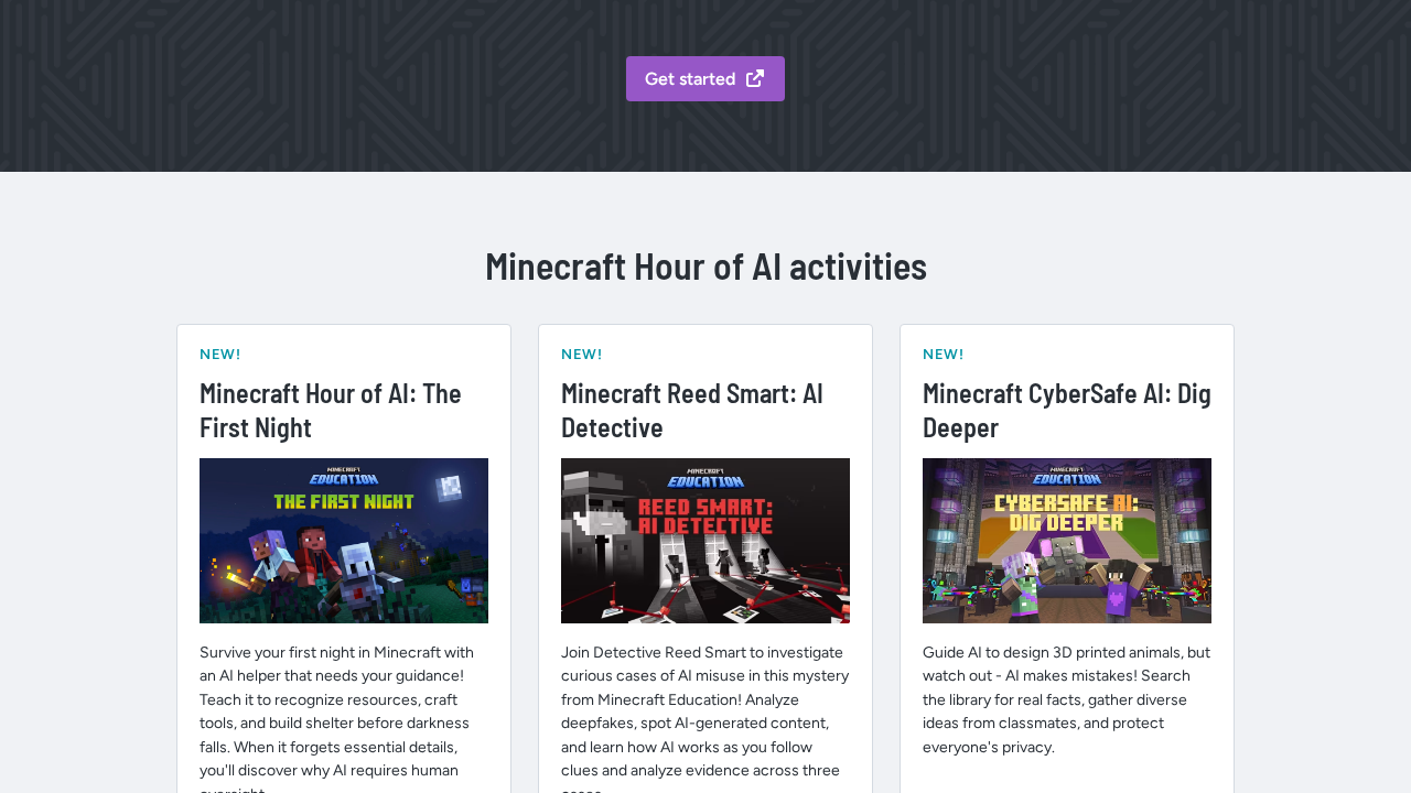 Code.orgのMinecraft教材紹介ページのスクリーンショット